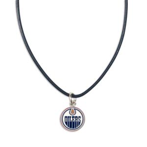 NHL Necklace w/Leather Cord Edmonton Oilers