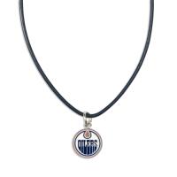 NHL Necklace w/Leather Cord Edmonton Oilers