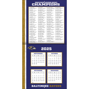 NFL Kalender Wandkalender 2026 30x60cm Baltimore Ravens