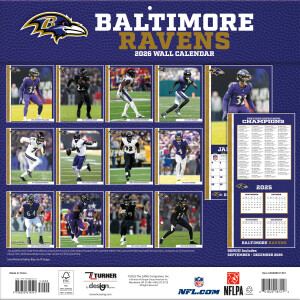 NFL Kalender Wandkalender 2026 30x60cm Baltimore Ravens