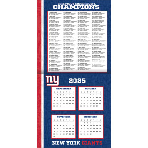 NFL Kalender Wandkalender 2026 30x60cm New York Giants