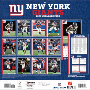 NFL Kalender Wandkalender 2026 30x60cm New York Giants