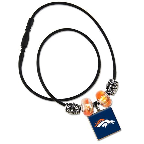 NFL LifeTiles necklace with domed sports logo Denver Broncos