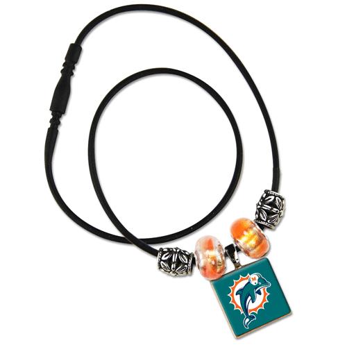 NFL LifeTiles necklace with domed sports logo Miami Dolphins