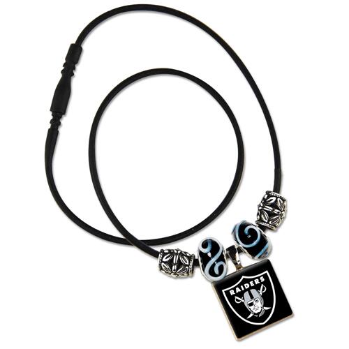 NFL LifeTiles necklace with domed sports logo Las Vegas Raiders